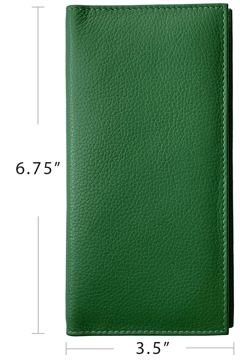 123 Cheap Checks Emerald Green Basic Genuine Leather Checkbook Cover For Men & Women - Image 4